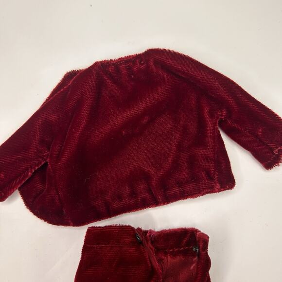 Vintage 1960s Barbie Doll Clone Red Velvet Clothing Set Jumpsuit Sweater Skirt - Picture 6 of 8